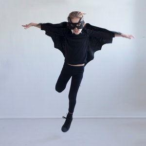 Black Bat Costume For Kids With Wings