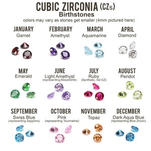 2mm Cubic Zirconia CZ Stones Choice of 12 Birthstone Colors