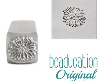Beaducation Metal Stamping Punch Tools and Supplies for Hand Stamped DIY Jewelry Making Echinacea Flower Metal Design Stamp 7mm DS887