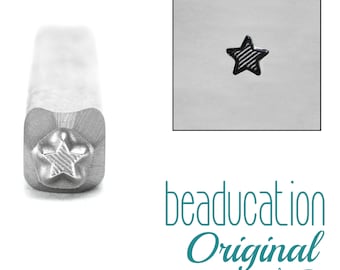 Lined Star Metal Design Stamp, Choice of 2mm or 3mm - Beaducation Metal Stamping Punch Tools and Supplies for Hand Stamped Jewelry Making