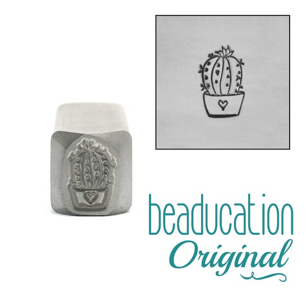 Cactus Succulent Plant 7mm Metal Design Stamp - Beaducation Metal Stamping Punch Tools for Hand Stamped DIY Jewelry Making (DS567)