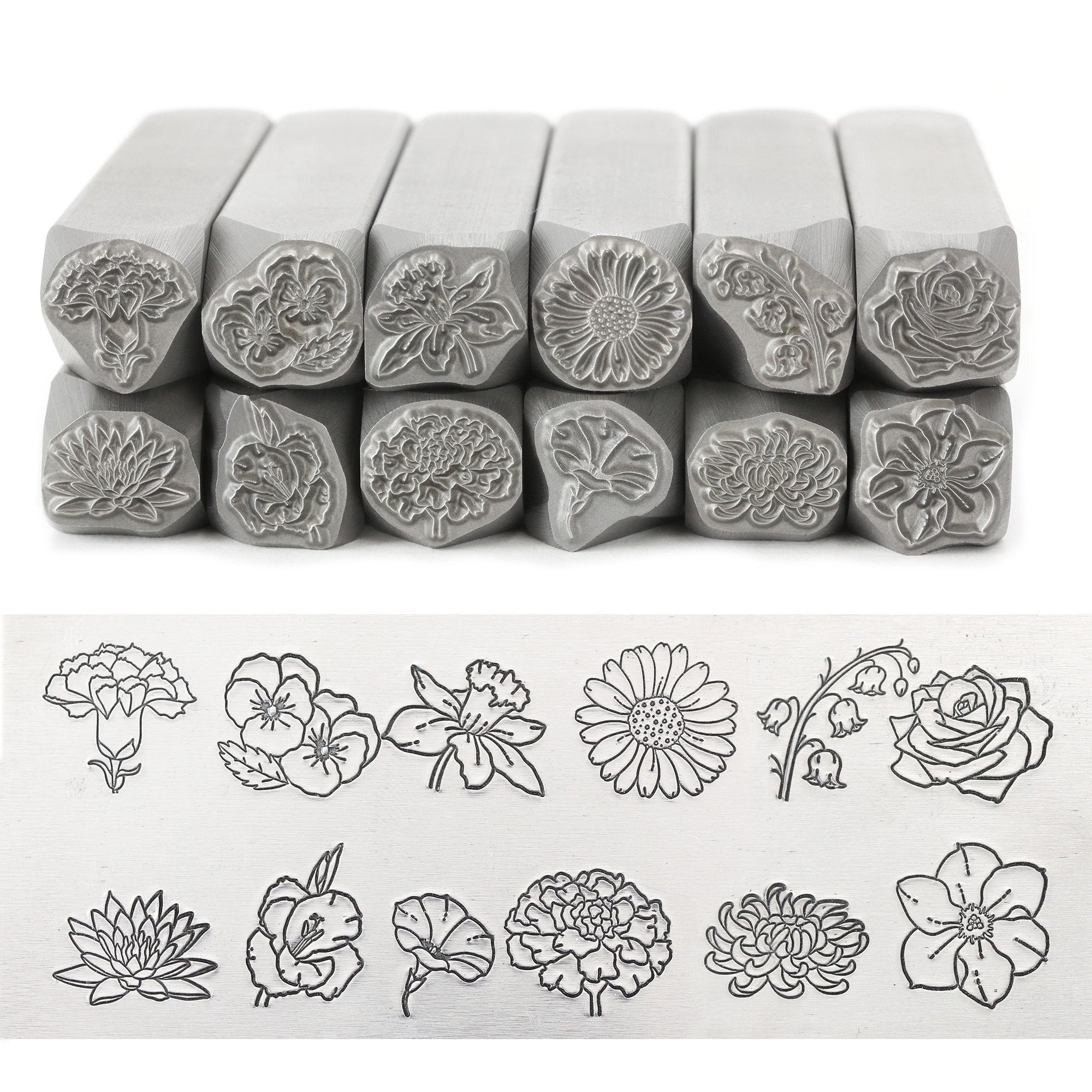 Birth Month Flower Metal Stamps 11mm Set of 12 Beaducation Etsy