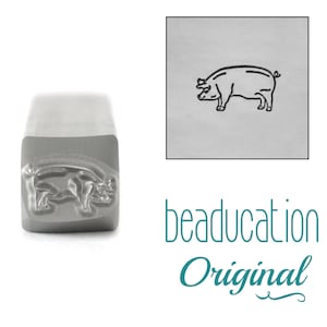 Pig Facing Left Metal Design Stamp 8mm - Beaducation Metal Stamping Punch Tools and Supplies for Hand Stamped DIY Jewelry Making (DSS1077)