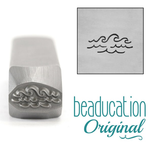 Ocean Waves Breaking Right Metal Stamp 10.5mm - Beaducation Metal Stamping Punch Tools and Supplies for Hand Stamped Jewelry Making (DS855)