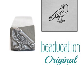 Crow Raven Looking Left Metal Stamp 8mm - Beaducation Metal Stamping Punch Tools and Supplies for Hand Stamped DIY Jewelry Making (DSS1225)