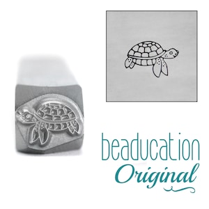 Sea Turtle 8mm Metal Design Stamp, Choice of Left or Right Facing - Beaducation Metal Stamping Punch Tools for Hand Stamped Jewelry Making