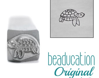 Sea Turtle 8mm Metal Design Stamp, Choice of Left or Right Facing - Beaducation Metal Stamping Punch Tools for Hand Stamped Jewelry Making
