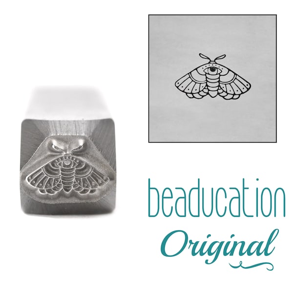 Mystical Moth 8.25mm Metal Design Stamp - Beaducation Metal Stamping Punch Tools and Supplies for DIY Hand Stamped Jewelry Making (DSS1186)