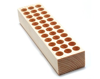 Wooden Stamp Holder for Metal Stamps, 13mm Holes, 36 Holes Jewelry Tool Storage - Beaducation Metal Stamped Jewelry Making Tools (HOL002)