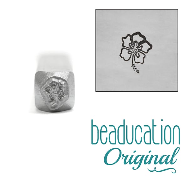 Sello de metal con diseño de flor de hibisco de 5 mm x 6 mm - Herramientas de perforación de metal de Beaducation para hacer joyas hechas a mano (DS200)