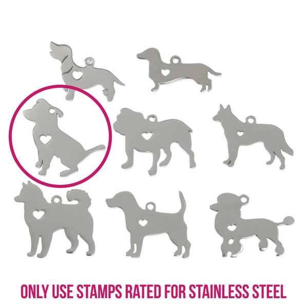 Stainless Steel Pit Bull Dog Metal Stamping Blank, 14 gauge - Beaducation Metal Stamping DIY Jewelry Making Tools and Supplies (PX038)