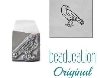 Crow Raven Looking Right Metal Stamp 8mm - Beaducation Metal Stamping Punch Tools and Supplies for Hand Stamped DIY Jewelry Making (DSS1249)