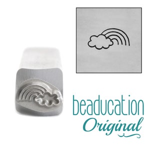 Cloud and Rainbow Metal Stamp 8mm - Beaducation Metal Stamping Punch Tools and Supplies for Hand Stamped DIY Jewelry Making (DS263)