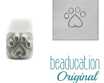 Heart Paw Print 5mm Metal Stamp - Beaducation Metal Stamping Punch Tools and Supplies for DIY Hand Stamped Jewelry Making (DS840)