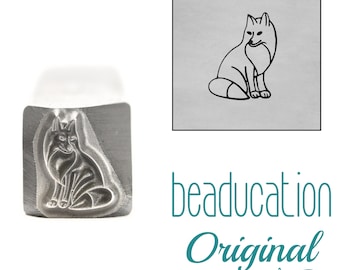 Fox Looking Left Metal Stamp, 8mm - Beaducation Metal Stamping Punch Tools and Supplies for Hand Stamped DIY Jewelry Making (DSS1195)
