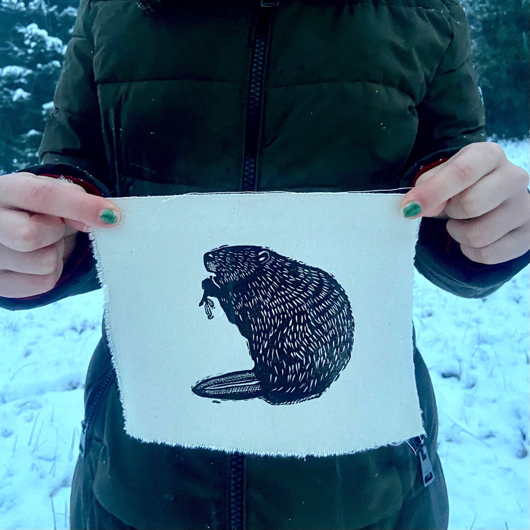 Believe in the Beaver Handmade Block Printed Canvas Sew-on - Etsy