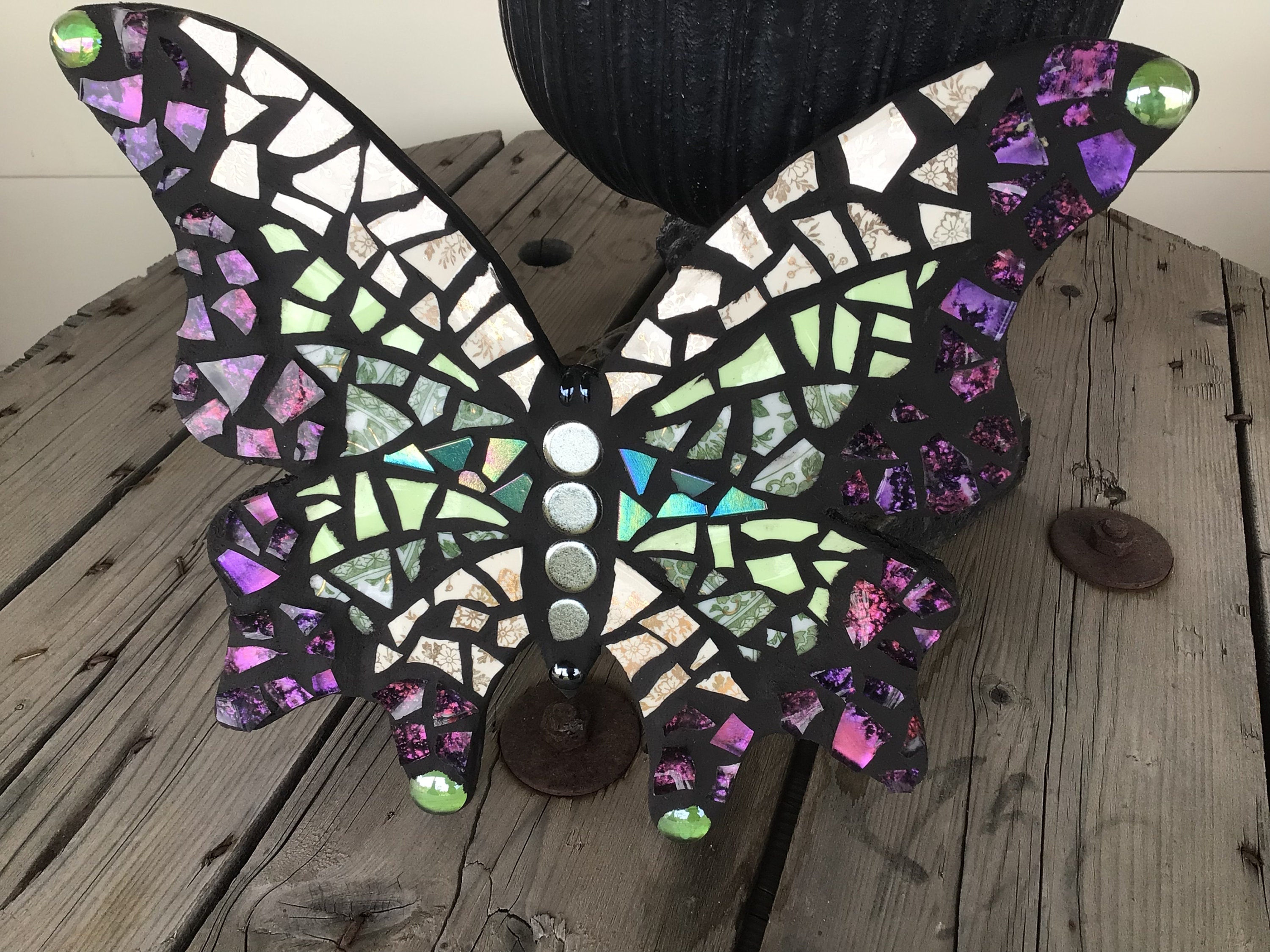 Mosaic Butterfly Garden Wall Art Home Decor Unique Unusual One Etsy