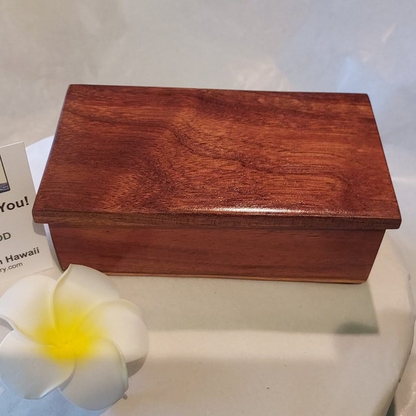 Hawaiian Koa Wood Treasure Box - 5" x 3" - 2.25" Handmade in Hawaii - FREE CUSTOM ENGRAVING