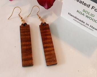 Pendientes de madera de koa - Hechos en Hawái