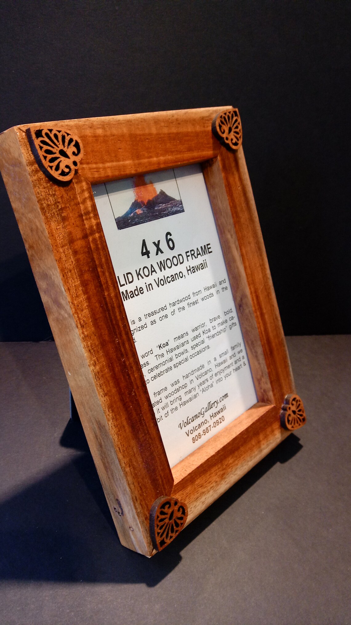 4x6 Solid Koa Wood Frame With Heart Accents Made in Hawaii Etsy