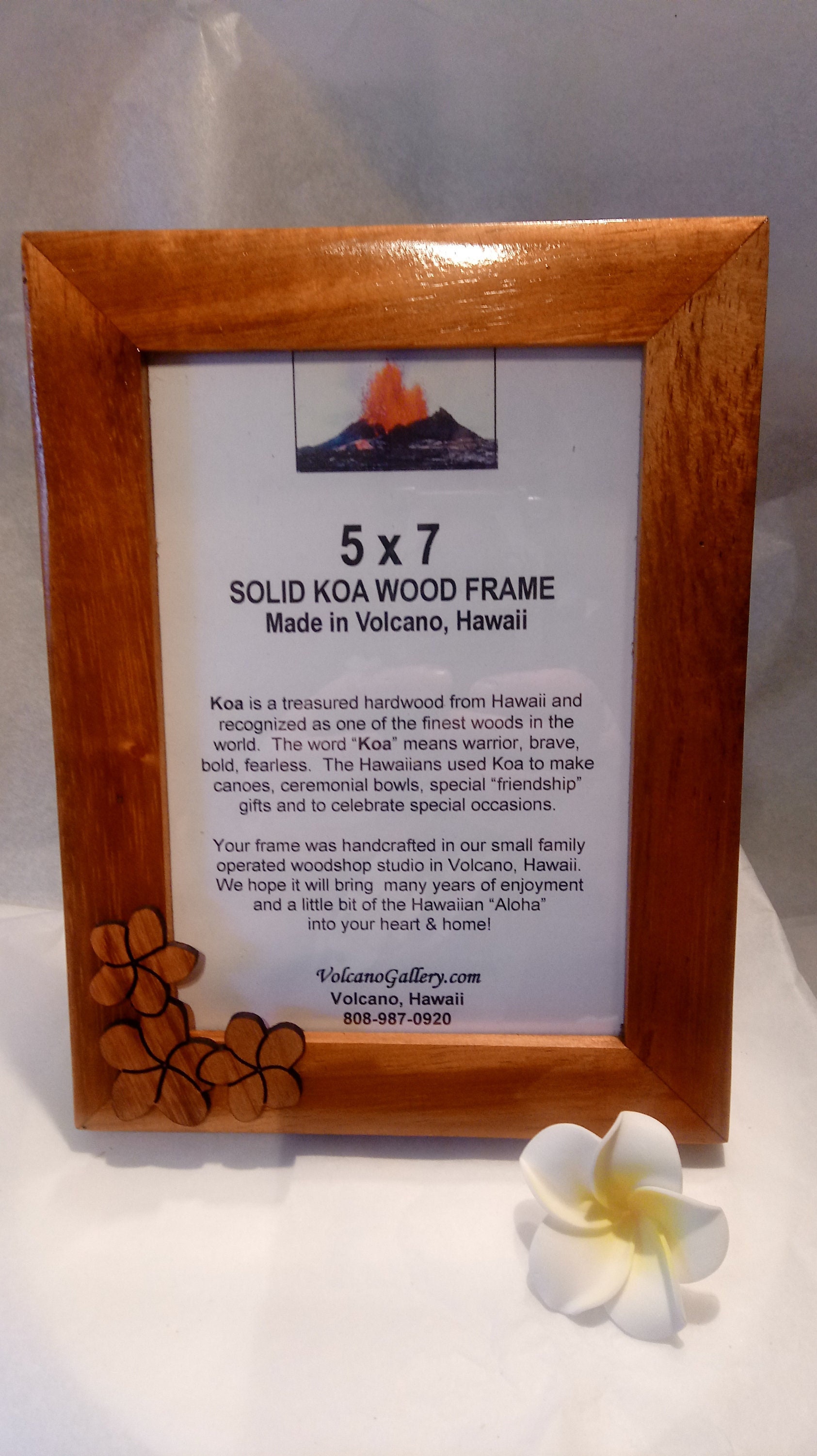 Solid Koa Wood Frame With Plumeria Accent Handmade in Hawaii - Etsy