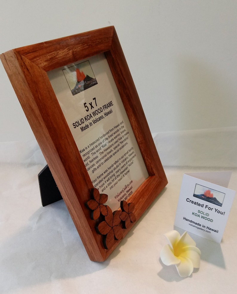 Hawaiian Koa Wood Frame With Plumeria Accent Solid Koa 5x7 Etsy