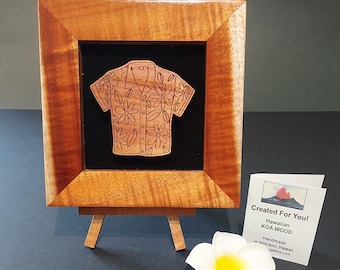 Hawaiian Shirt Wall Art / Solid Koa Wood - Handmade in Volcano Hawaii - Actual Item - Ready to Ship