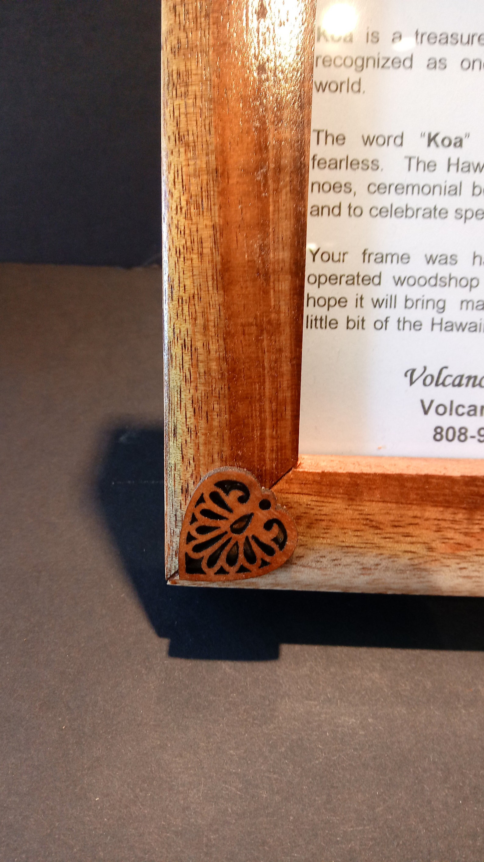 4x6 Solid Koa Wood Frame With Heart Accents Made in Hawaii Etsy