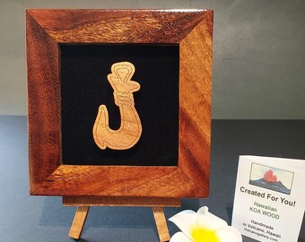Hawaiian Fishhook Wall Art / Solid Koa Wood - Handmade in Volcano Hawaii - Actual Item - Ready to Ship