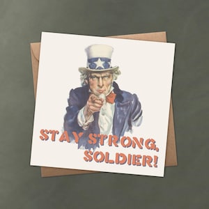 Tarjeta de soldado "Mantente fuerte", tarjeta de apoyo militar personalizada para soldados, veteranos o tiempos difíciles, tarjeta de felicitación de aliento y fortaleza