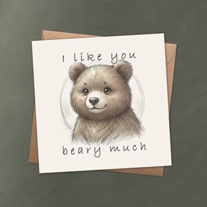 Ik hou van je Beary Much - wenskaart schattige beer woordspeling voor Valentijnsdag, jubileum of gewoon omdat - liefdesbriefje - aanpasbare tekstoptie