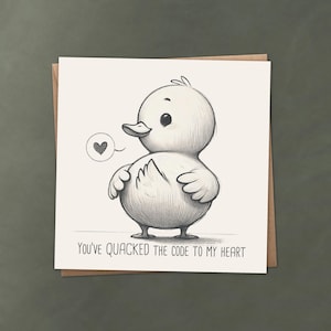 Hai QUACKATO il codice per il mio cuore / Biglietto di auguri carino con gioco di parole sull'anatra / Biglietto d'amore / Testo personalizzato / Adorabile regalo romantico o di amicizia