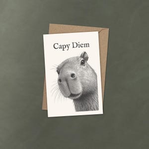 Capybara Greeting Card – Cute Capy Diem Pun Card – Custom Personalized Text Option, Funny Capybara Gift for Any Occasion, Happy Capybara Day