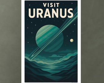 Visit Uranus Poster – Retro Space Travel Art Deco Print