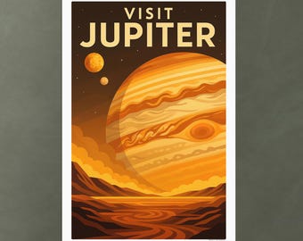 Vintage Jupiter Travel Poster – Retro Sci-Fi Art Deco Print