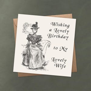 Victoriaanse verjaardagskaart voor vrouw - elegant vintage ontwerp 1896 - gepersonaliseerde of standaardtekst voor je lieve vrouw - verjaardagswenskaart