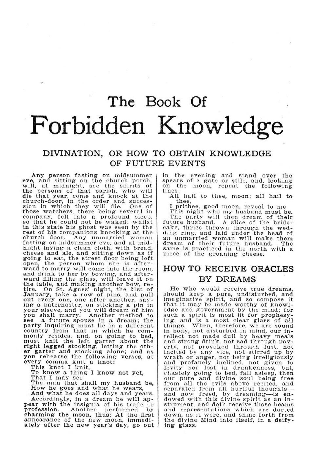 The Book of Forbidden Knowledge: Black Magic, Superstition, Charms, and  Divination