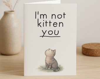 Cat Pun Birthday Card, Watercolor Kitten Art
