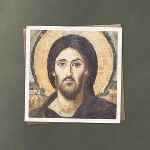Cartão de saudação de Cristo Pantocrator | Arte de ícones religiosos bizantinos | Papelaria cristã | Cartão de Páscoa | Arte de Jesus, impressão de decoração de parede espiritual