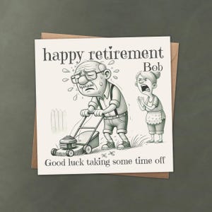 Carte de retraite personnalisée amusante pour homme | Message d'accueil personnalisé | Adieu humoristique avec humour à la retraite, cadeau de retraite pour lui