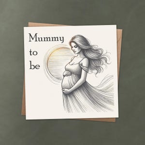 Cartão de felicitações para futura mamãe | Cartão elegante de gravidez | Presente para nova mamãe | Cartão de chá de bebê | Cartão para futura mamãe | Cartão de maternidade com arte de esboço