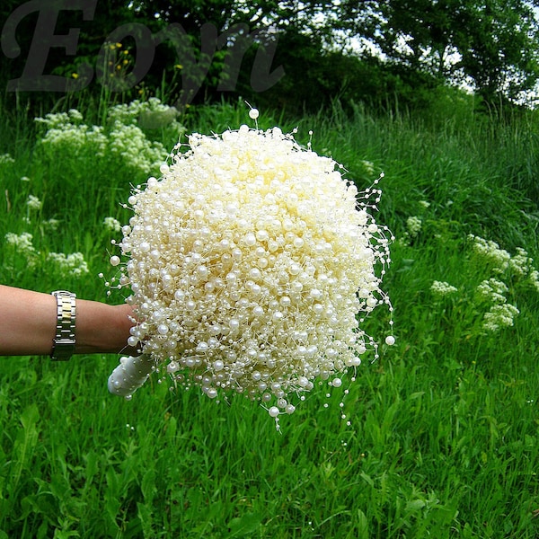 Bouquet de mariée, bouquet de mariage, bouquet de perles ivoire, bouquet de perles personnalisé, bouquet de mariée, BOUQUET DE BROCHE et vidéo avec ce bouquet