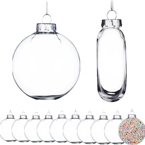 Black Friday Sale 12 Pieces x DIY Paintable/GLASS Christmas Decoration Ball Bauble, 3.15 Inch (80mm) Transparent Glass Disc Ornament
