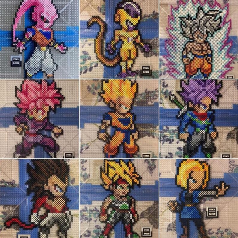 Android 18 in Gogeta Uniform Dragon Ball Z Anime 8bit Pixel Art Kandi Perler Figure