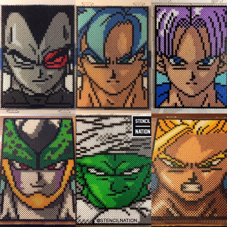 Android 18 in Gogeta Uniform Dragon Ball Z Anime 8bit Pixel Art Kandi Perler Figure