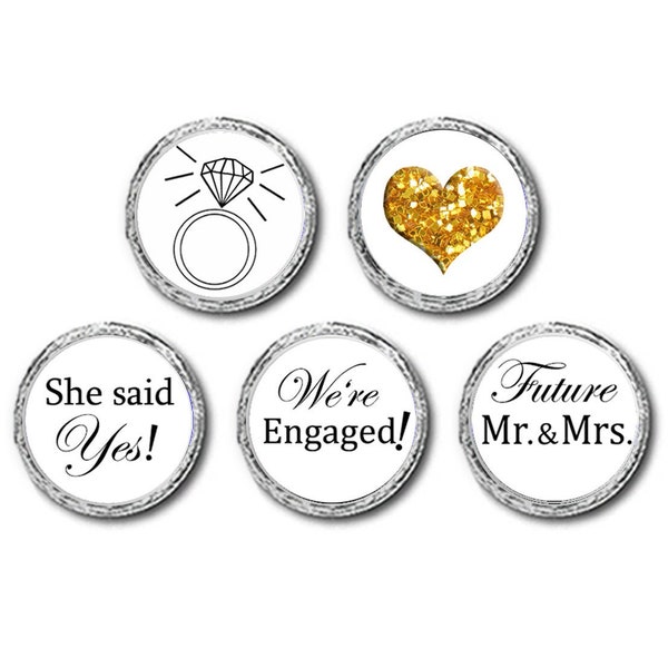 Printable Kiss Stickers for Engagement Party Favors / She Said Yes!