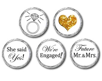Printable Hershey Kiss Stickers for Engagement Party Favors / She Said Yes! / Future Mr. & Mrs.
