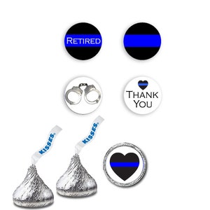 Printable Hershey Kiss Stickers for RETIREMENT PARTY / Police Thin Blue Line