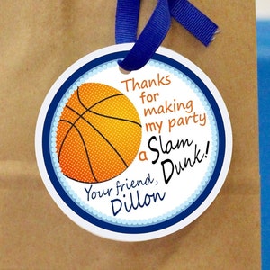 Basketball Birthday Party Favor Gift Tags Stickers
