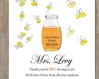 Personalisiertes Lehrer Geschenk / Fingerabdruck Hummel Geschenk / "Danke, dass die Biene in uns liegt"
